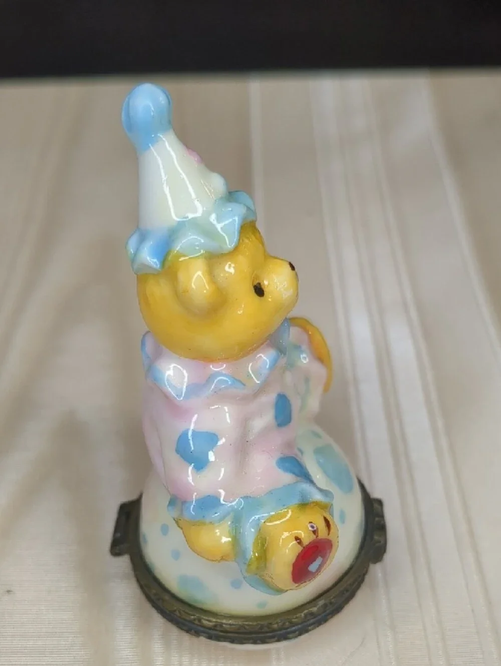 Vintage 90s Ceramic Clown Bear Ring Trinket Holder Cute Collectible